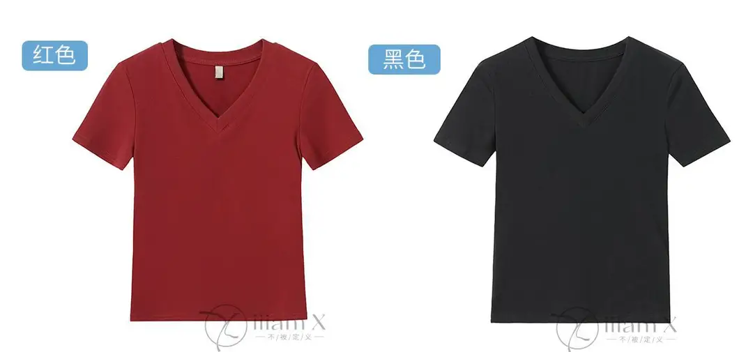 Black V-Neck Short-Sleeved T-Shirt for Women, Summer Slim-Fit Right-Shoulder Base Shirt, Inner Top, 2025 New Style — feature 14
