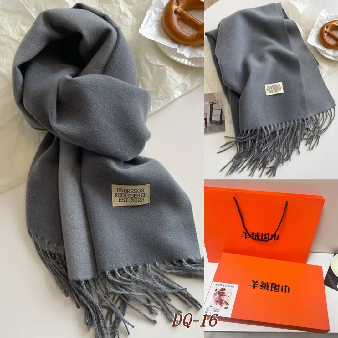 Thickened Cashmere Double-Sided Two-Color Scarf, Fashionable Solid Color Wool Knit Shawl, Gift Box Style Gift