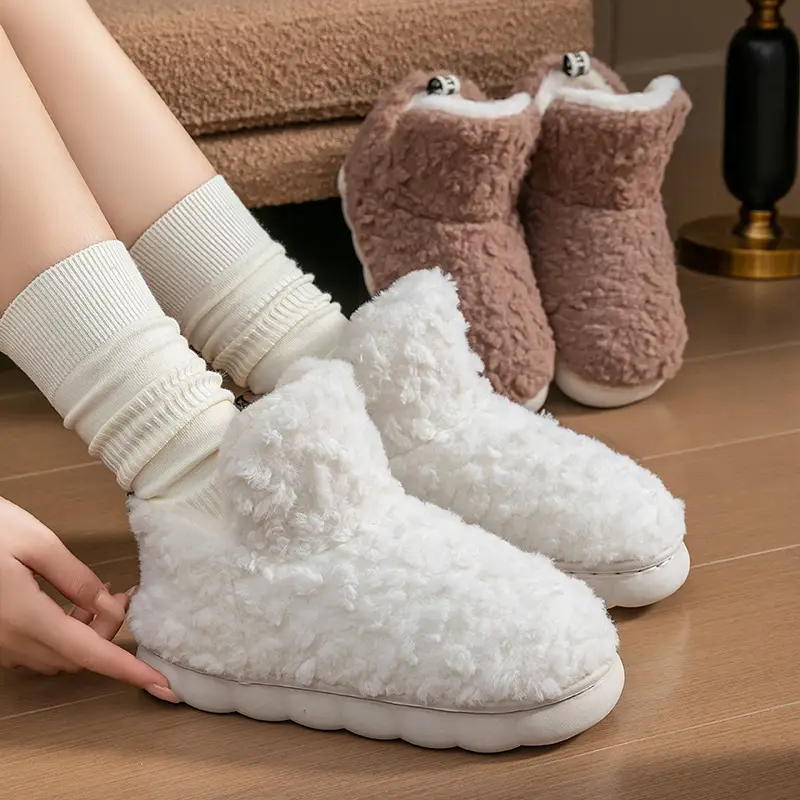 Women's Plush Cotton Slippers with a Stepping-On-Poop Feeling, Autumn and Winter Warm Fleece-Lined Indoor Slippers for Home, Bedroom, Living Room, Maternity Shoes - Image 5