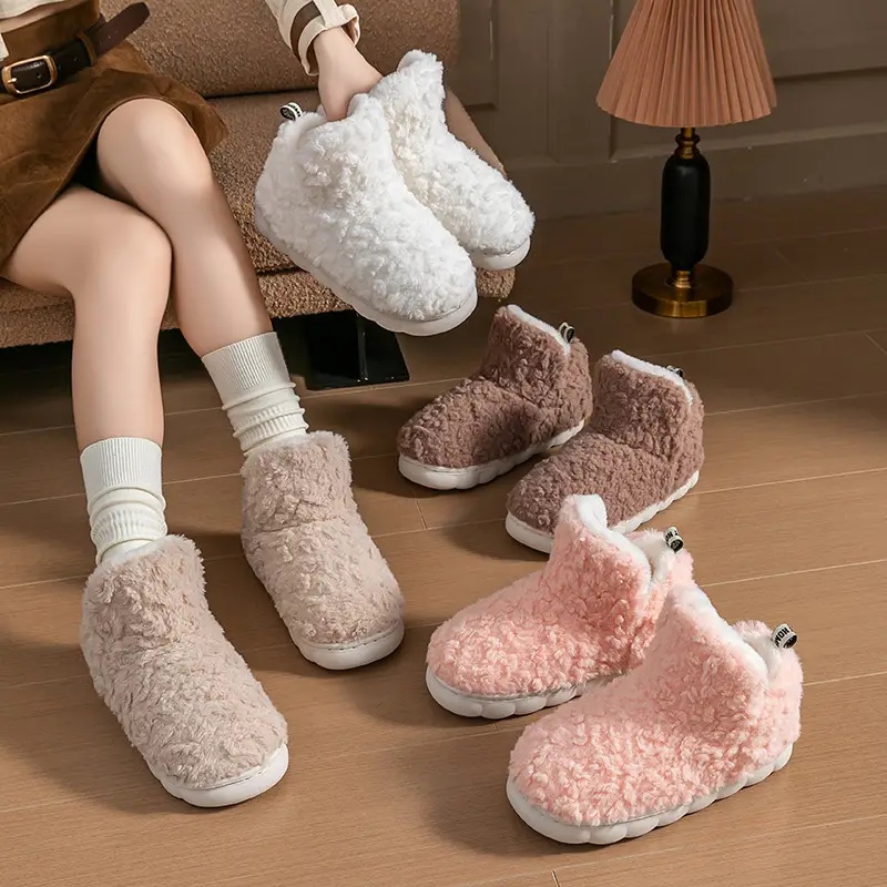 Women's Plush Cotton Slippers with a Stepping-On-Poop Feeling, Autumn and Winter Warm Fleece-Lined Indoor Slippers for Home, Bedroom, Living Room, Maternity Shoes - Image 6