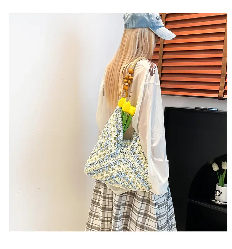 Women Straw Bag New Seaside Cut Out Shoulder Tote — feature 12