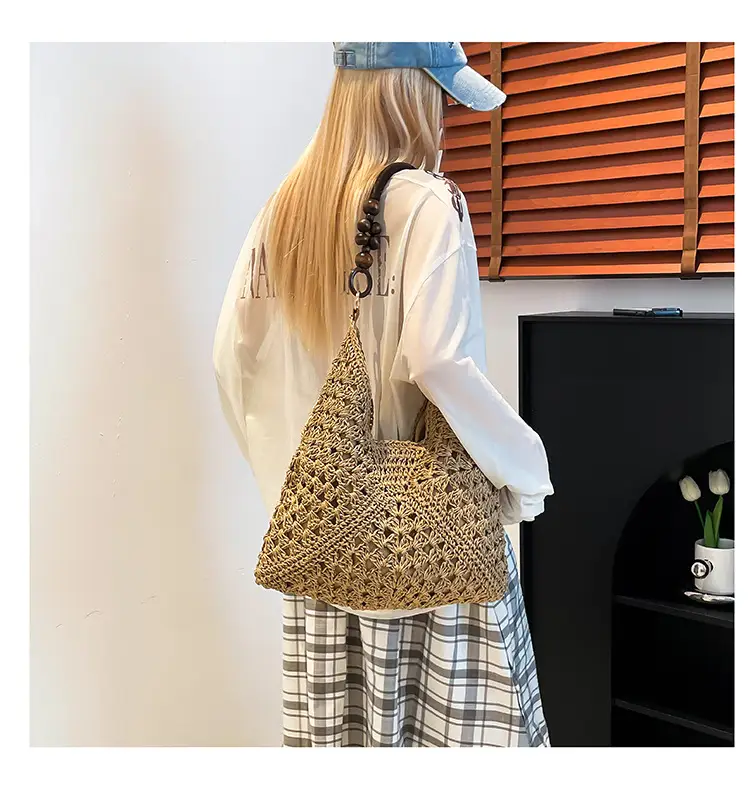 Women Straw Bag New Seaside Cut Out Shoulder Tote — feature 13