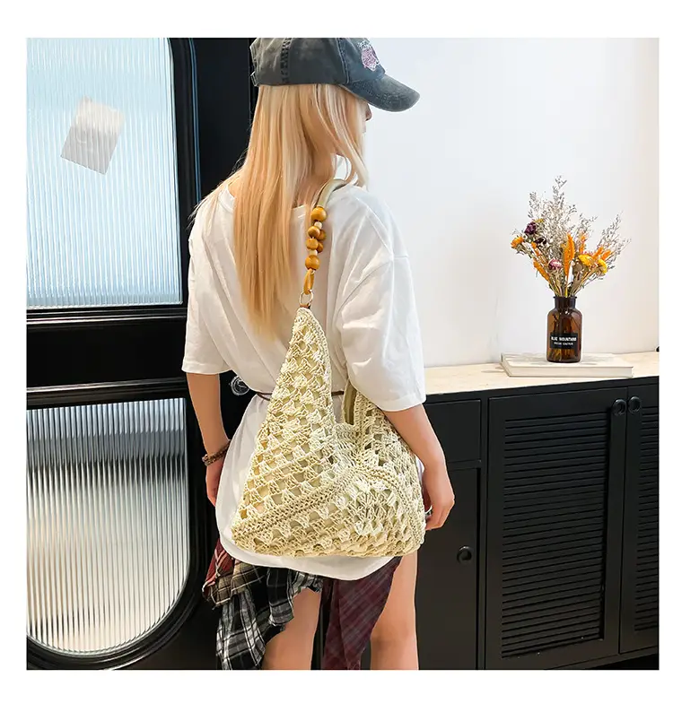 Women Straw Bag New Seaside Cut Out Shoulder Tote — feature 16