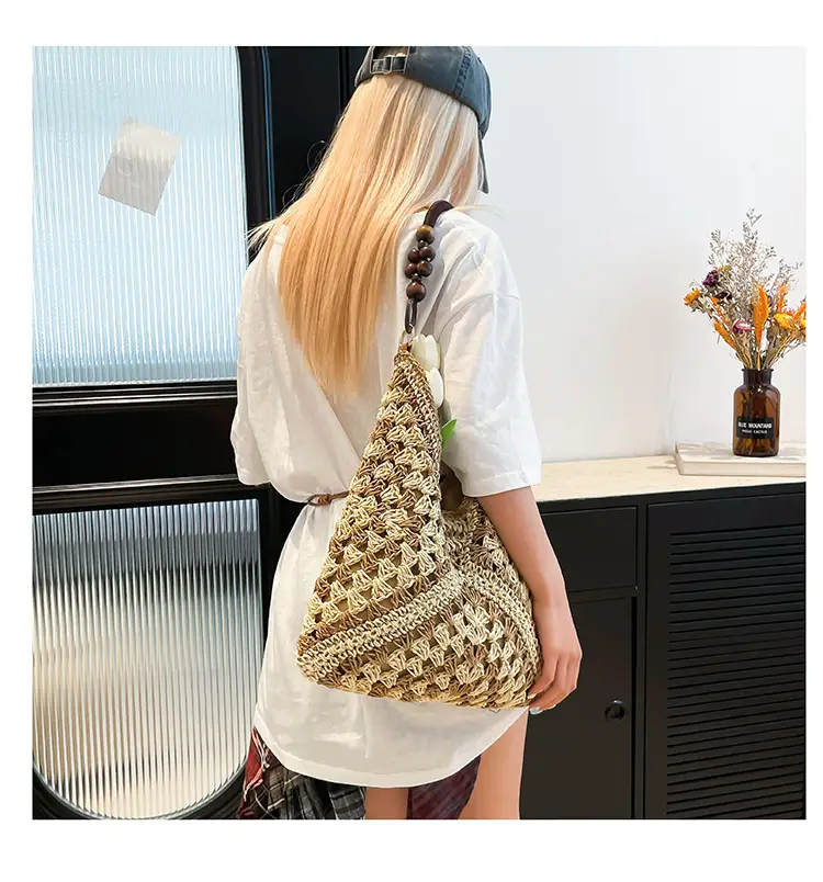 Women Straw Bag New Seaside Cut Out Shoulder Tote — feature 18