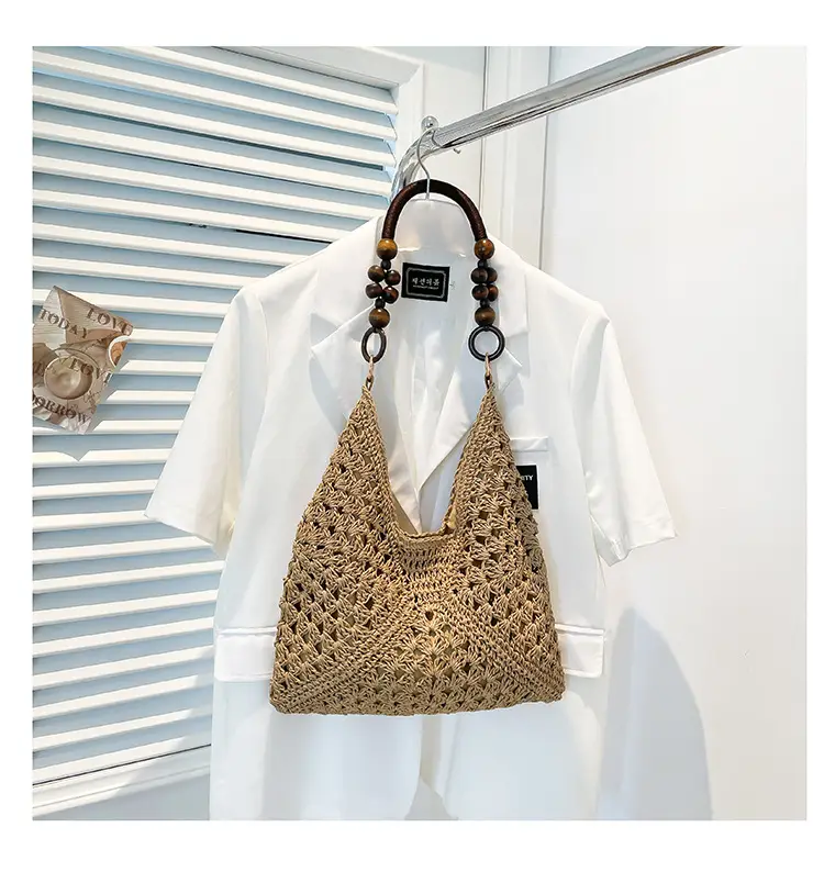 Women Straw Bag New Seaside Cut Out Shoulder Tote — feature 21