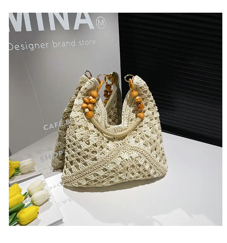 Women Straw Bag New Seaside Cut Out Shoulder Tote — feature 24