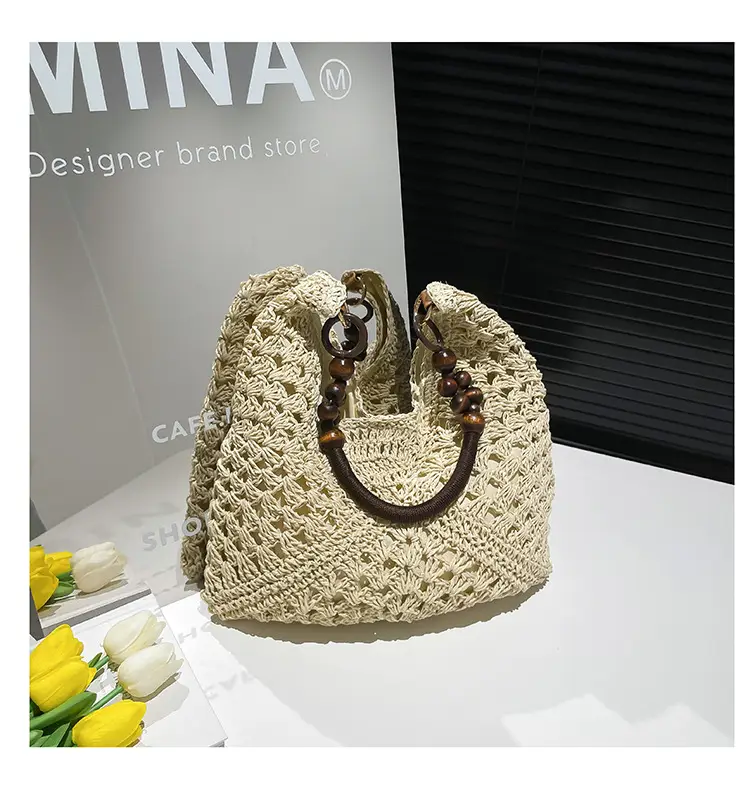 Women Straw Bag New Seaside Cut Out Shoulder Tote — feature 26