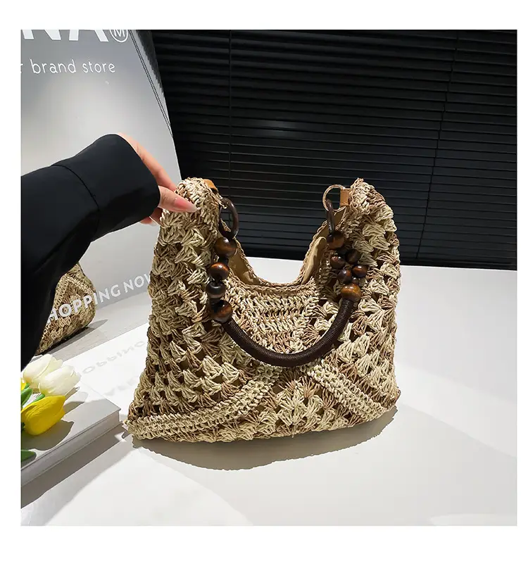 Women Straw Bag New Seaside Cut Out Shoulder Tote — feature 27