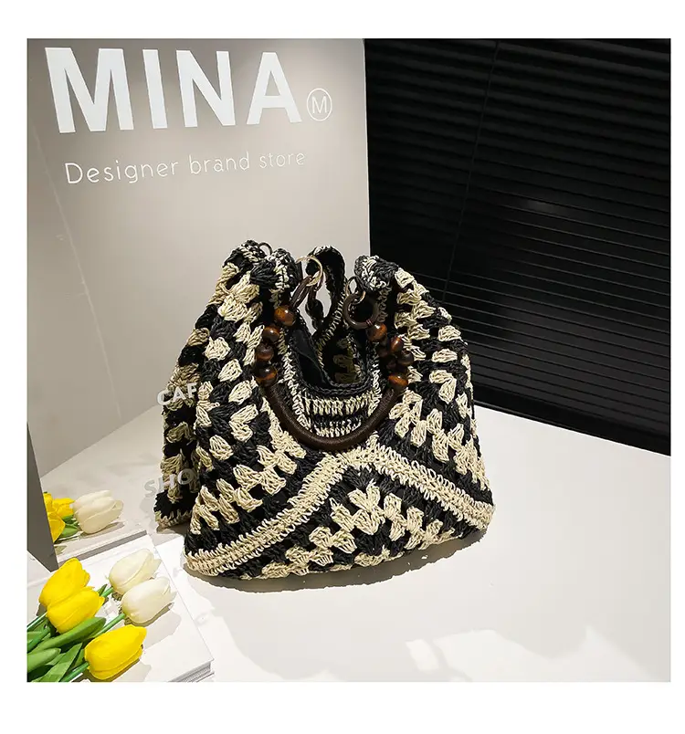 Women Straw Bag New Seaside Cut Out Shoulder Tote — feature 29