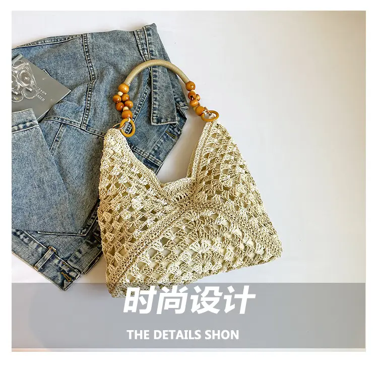 Women Straw Bag New Seaside Cut Out Shoulder Tote — feature 3
