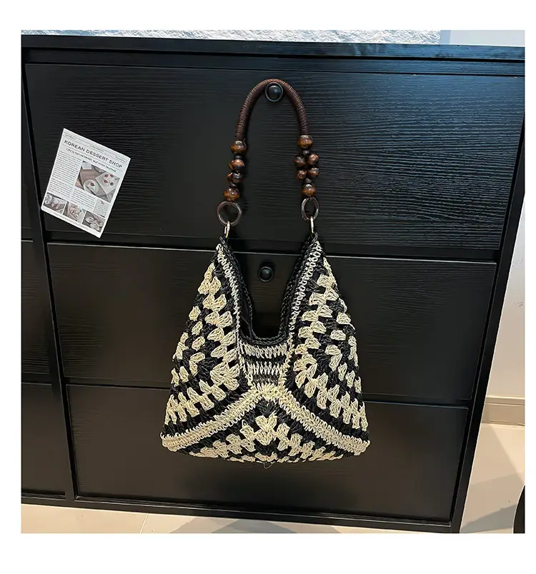 Women Straw Bag New Seaside Cut Out Shoulder Tote — feature 30