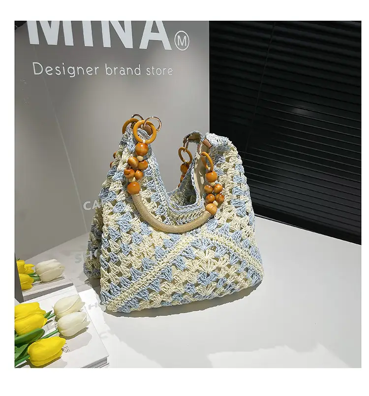 Women Straw Bag New Seaside Cut Out Shoulder Tote — feature 31