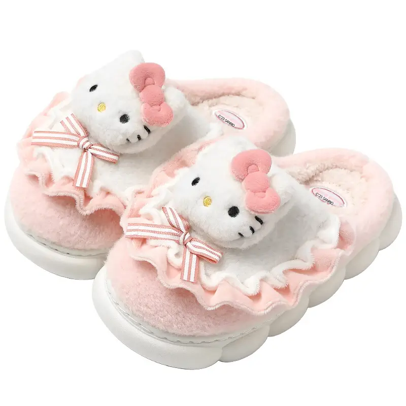 Hellokitty Cotton Slippers for Women Autumn and Winter 2024 New Cute Indoor Home Warm Plush Cotton Slippers for Women - Image 8