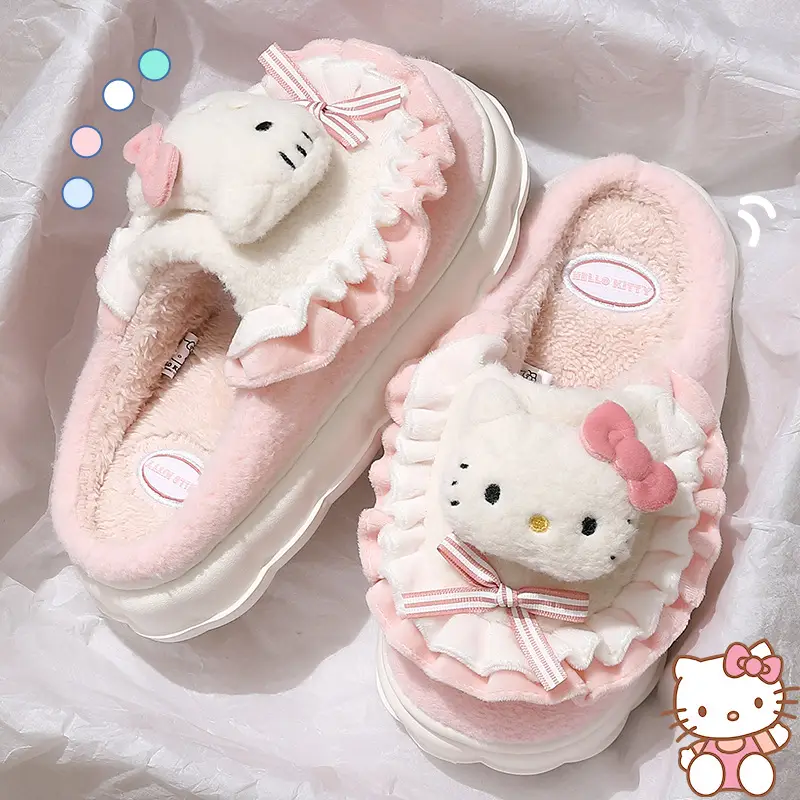 Hellokitty Cotton Slippers for Women Autumn and Winter 2024 New Cute Indoor Home Warm Plush Cotton Slippers for Women - Image 11