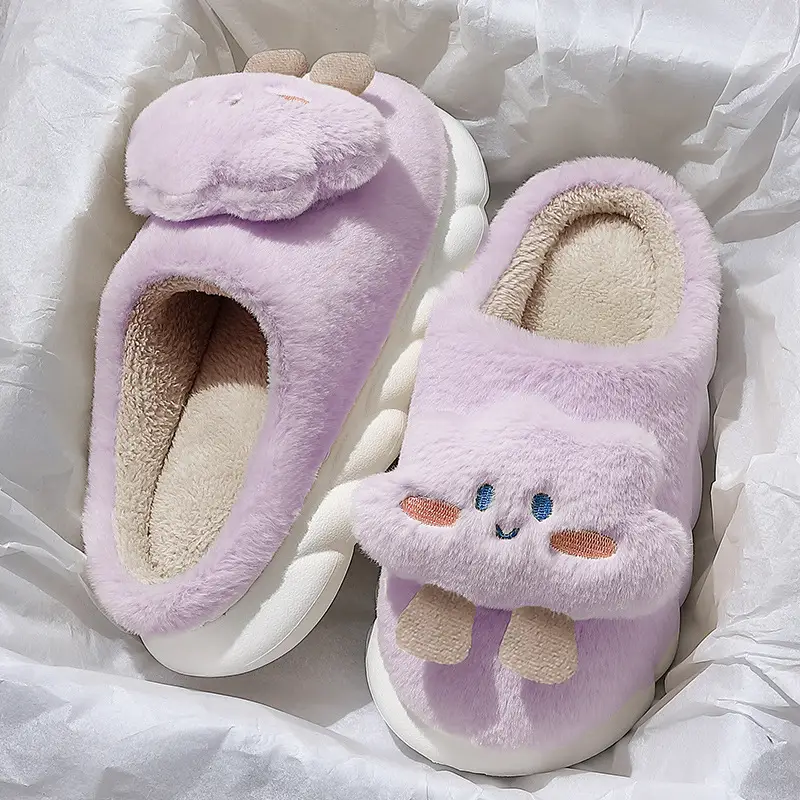 Hellokitty Cotton Slippers for Women Autumn and Winter 2024 New Cute Indoor Home Warm Plush Cotton Slippers for Women - Image 6