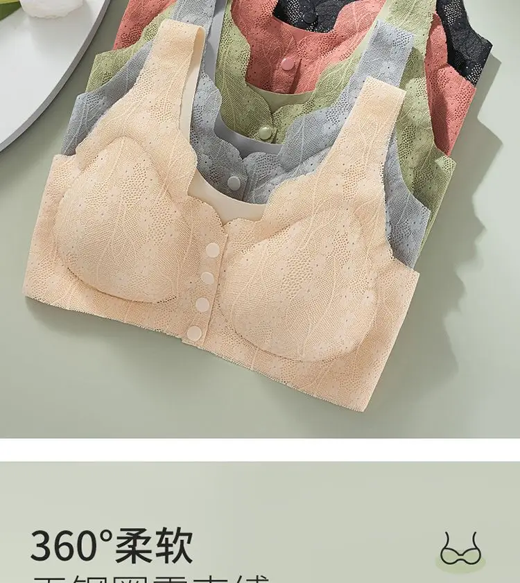 Popular Foreign Trade Cross-Border Front-Button Bra for Middle-Aged and Elderly Mothers, Thin, Breathable, Large Size Push-Up Anti-Sagging Bra — feature 14