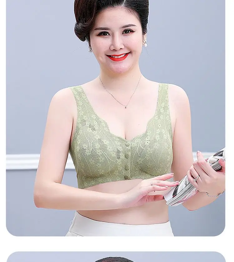 Popular Foreign Trade Cross-Border Front-Button Bra for Middle-Aged and Elderly Mothers, Thin, Breathable, Large Size Push-Up Anti-Sagging Bra — feature 27