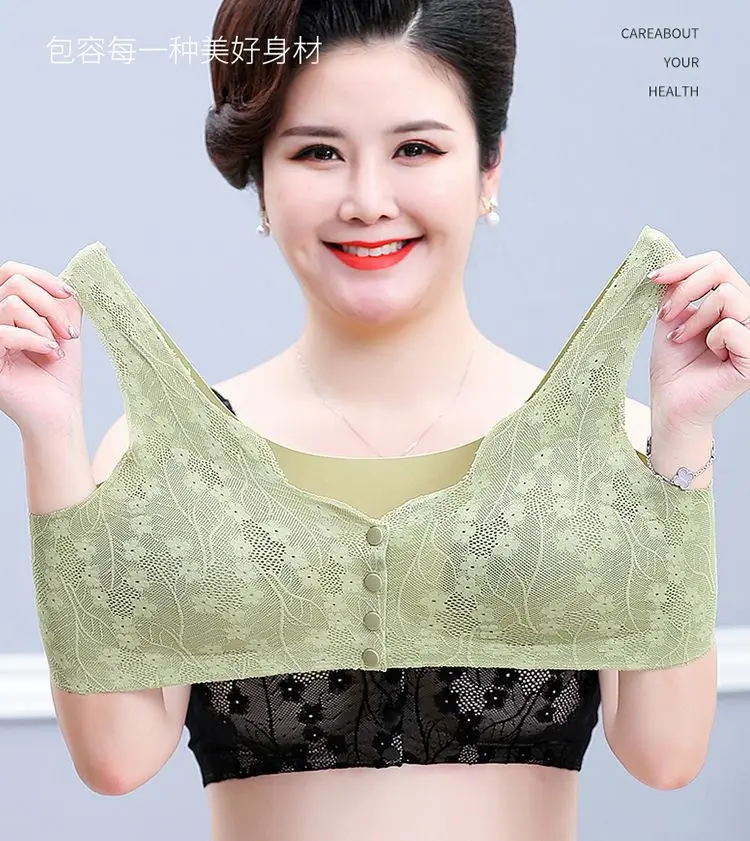 Popular Foreign Trade Cross-Border Front-Button Bra for Middle-Aged and Elderly Mothers, Thin, Breathable, Large Size Push-Up Anti-Sagging Bra — feature 8