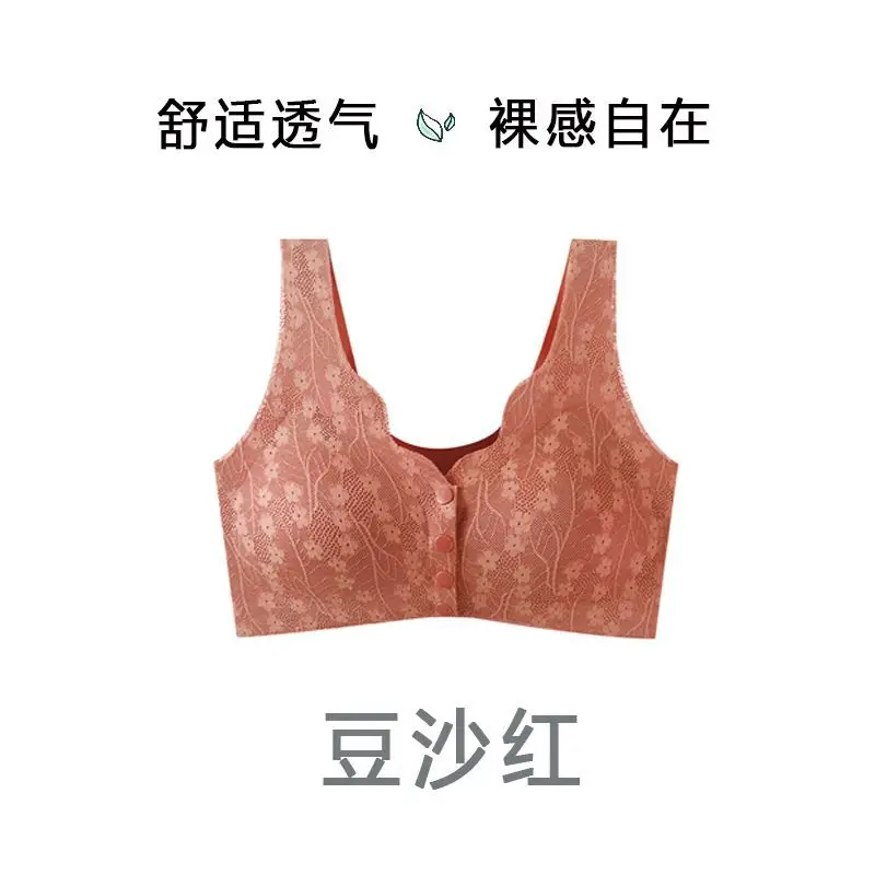 Popular Foreign Trade Cross-Border Front-Button Bra for Middle-Aged and Elderly Mothers, Thin, Breathable, Large Size Push-Up Anti-Sagging Bra