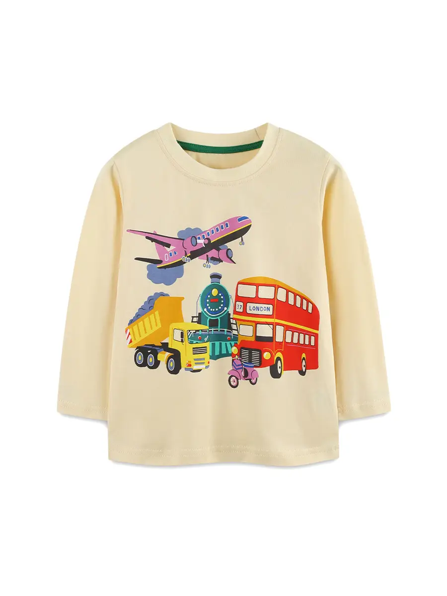 Children Long Sleeve T-Shirt Cartoon Car Print 25 Autumn - Image 3