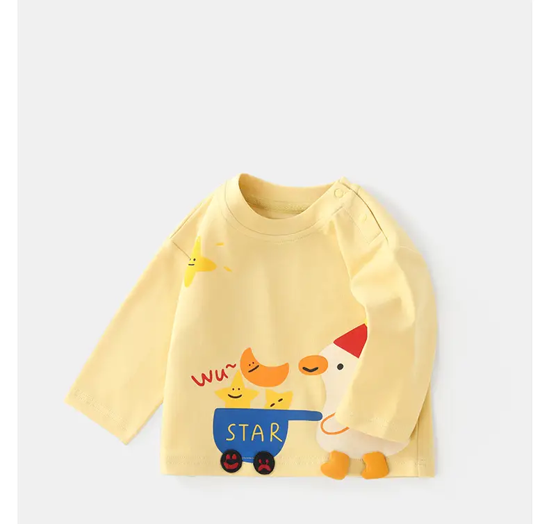 Duuduu Long Sleeve Baby Top Yellow Star Print — feature 13