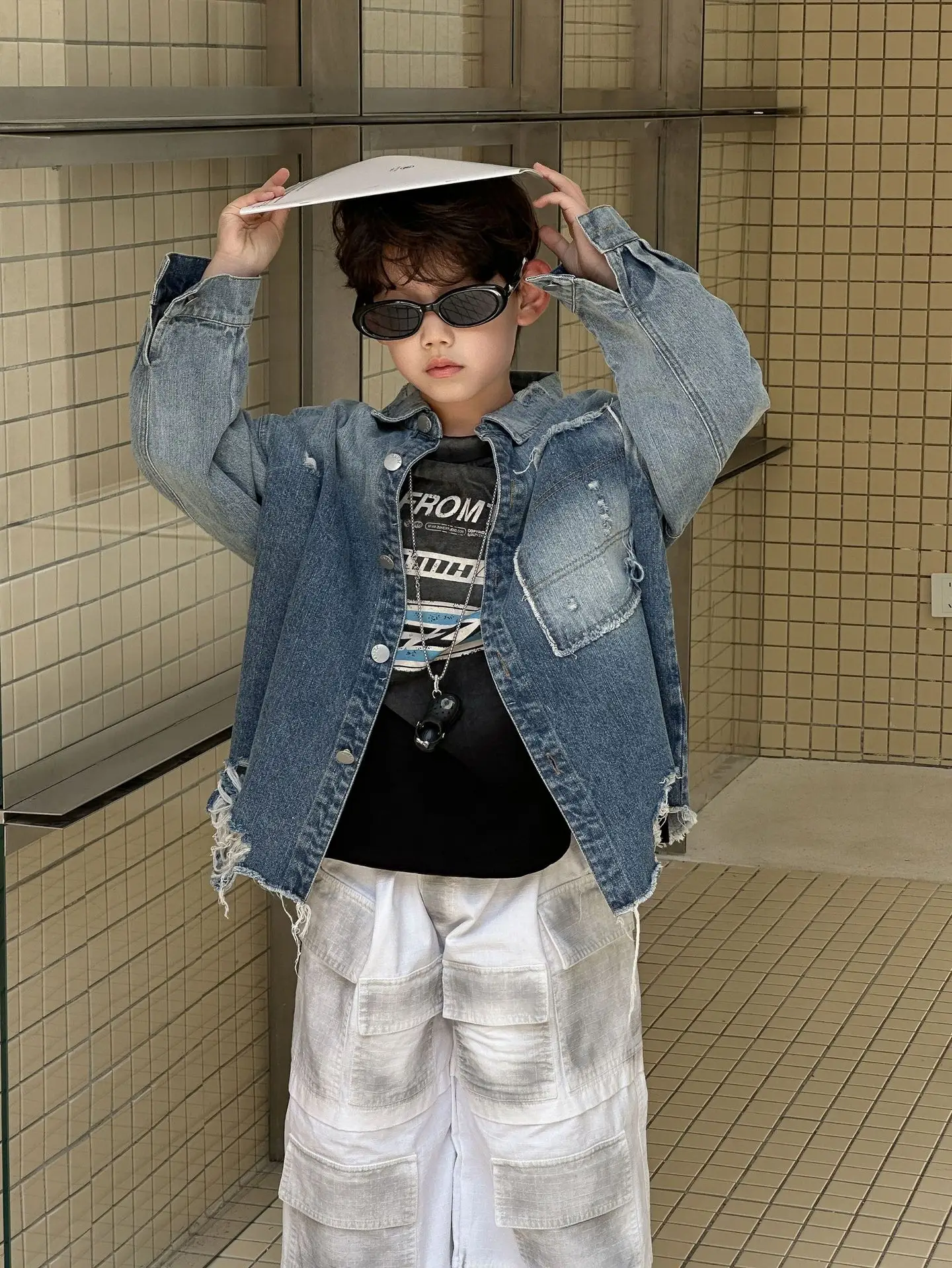 Boys Sweatshirt Black Cotton Loose Long Sleeve Autumn 2025 - Image 6