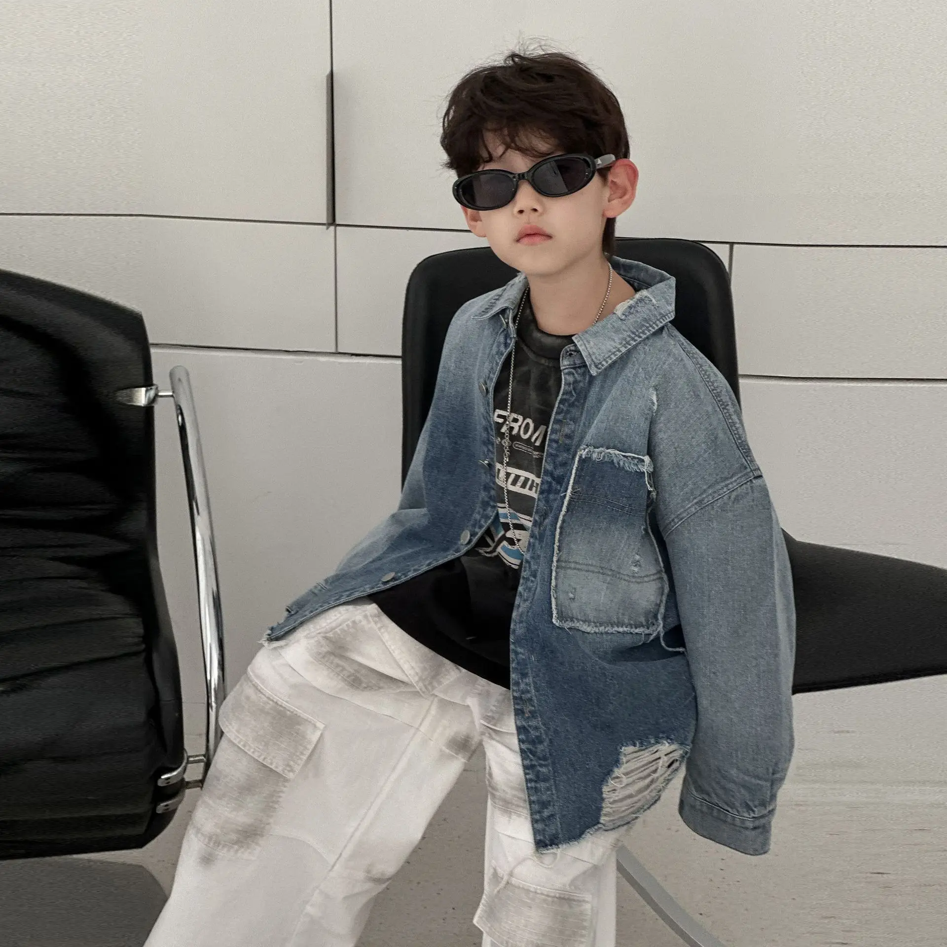 Boys Sweatshirt Black Cotton Loose Long Sleeve Autumn 2025 — feature 10