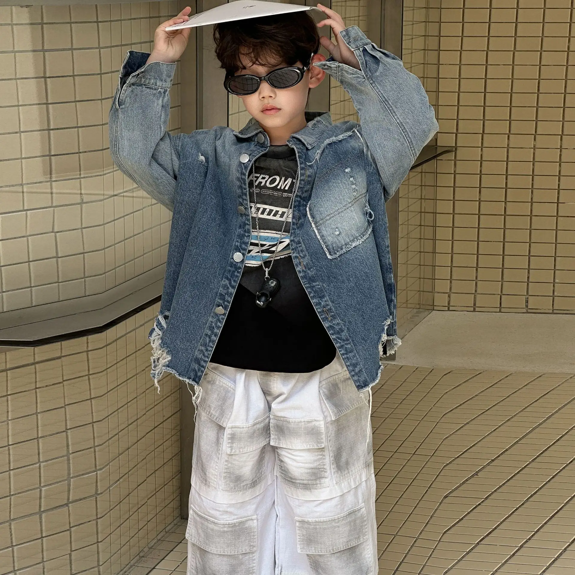 Boys Sweatshirt Black Cotton Loose Long Sleeve Autumn 2025 — feature 11