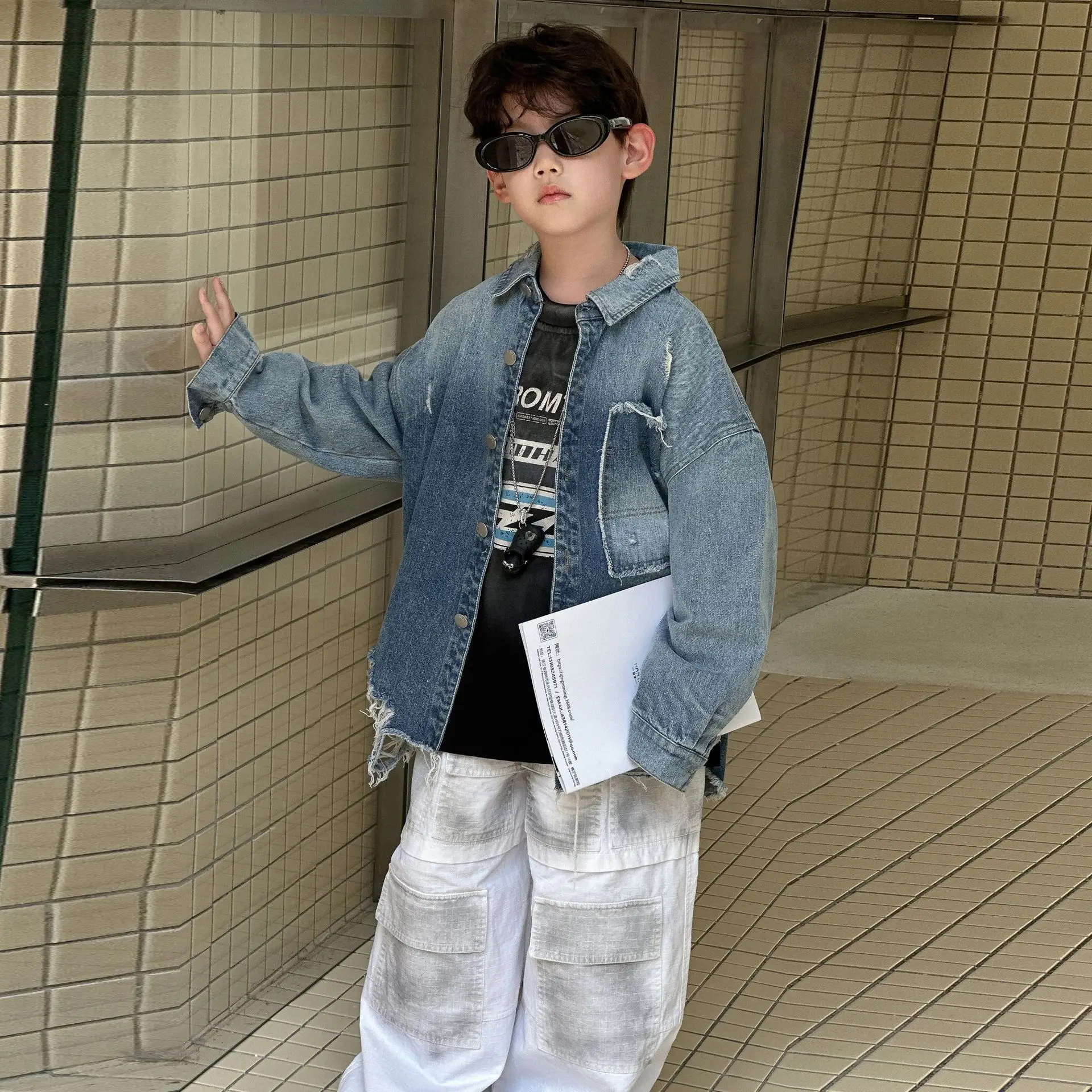 Boys Sweatshirt Black Cotton Loose Long Sleeve Autumn 2025 — feature 12