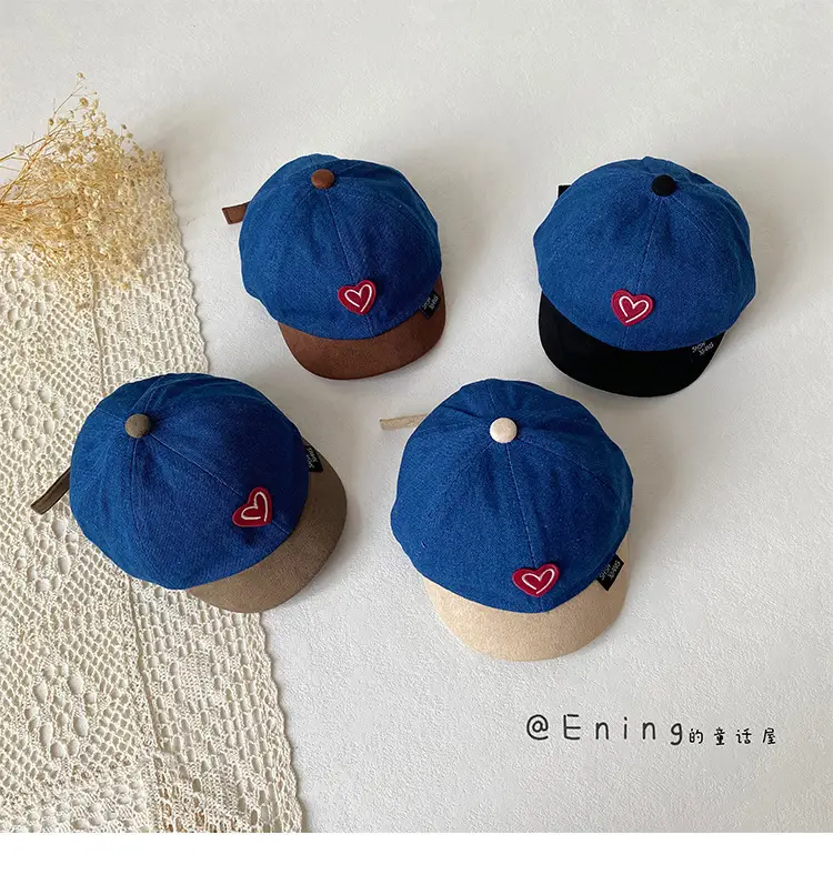 Blue Heart Cap for Kids Small Size Beige Cap — feature 13
