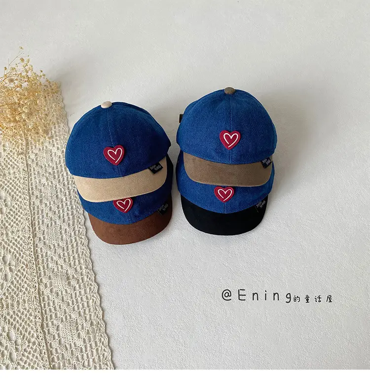 Blue Heart Cap for Kids Small Size Beige Cap — feature 16