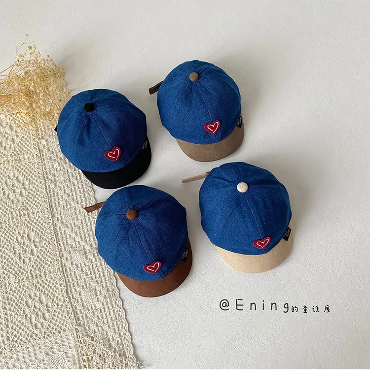 Blue Heart Cap for Kids Small Size Beige Cap — feature 18