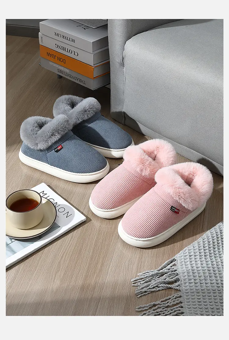 High-Top Plush Cotton Slippers for Men, Winter Closed-Back Outdoor Wear, 2024 New Indoor Furniture Warm Cotton Shoes for Women — feature 12