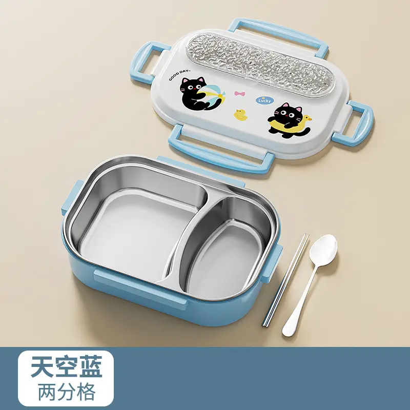 Lunch Box 316 Stainless Steel Three-Compartment Lunch Box for Primary School Students, High-Looking Lunch Box for Girls, Kidsren's Compartmentalized Insulated Lunch Box - Image 2
