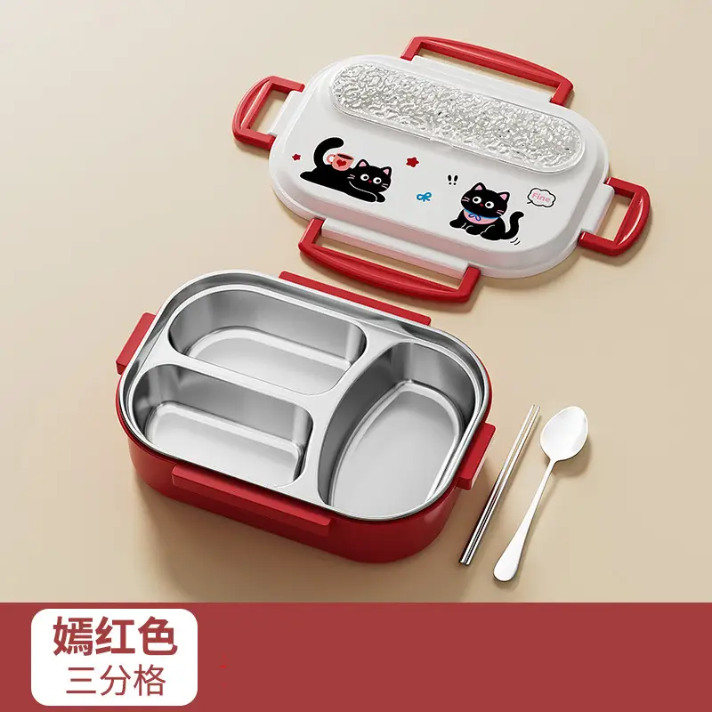 Lunch Box 316 Stainless Steel Three-Compartment Lunch Box for Primary School Students, High-Looking Lunch Box for Girls, Kidsren's Compartmentalized Insulated Lunch Box - Image 3