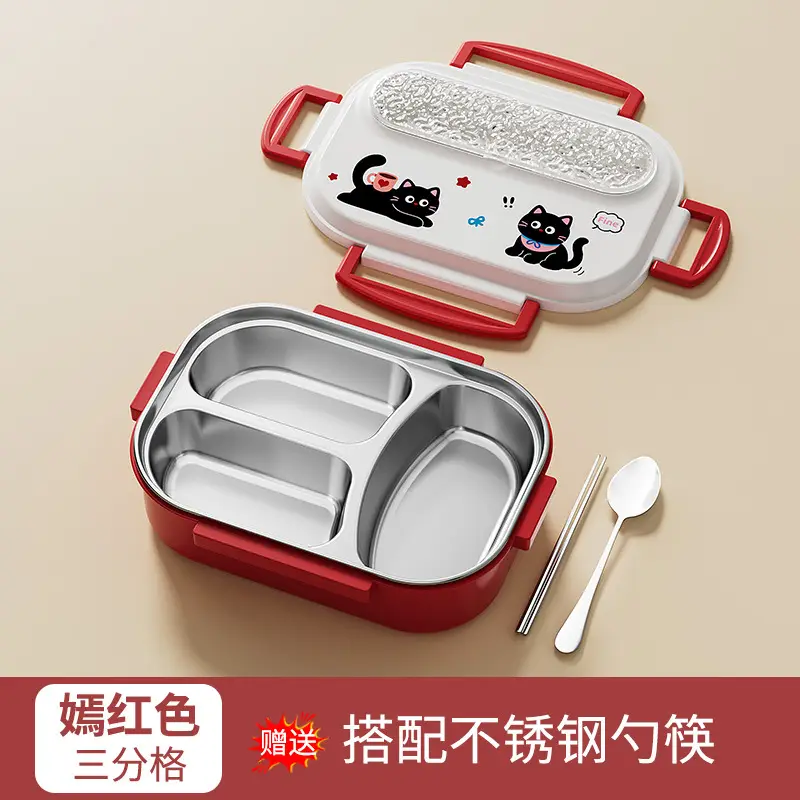 Lunch Box 316 Stainless Steel Three-Compartment Lunch Box for Primary School Students, High-Looking Lunch Box for Girls, Kidsren's Compartmentalized Insulated Lunch Box - Image 7