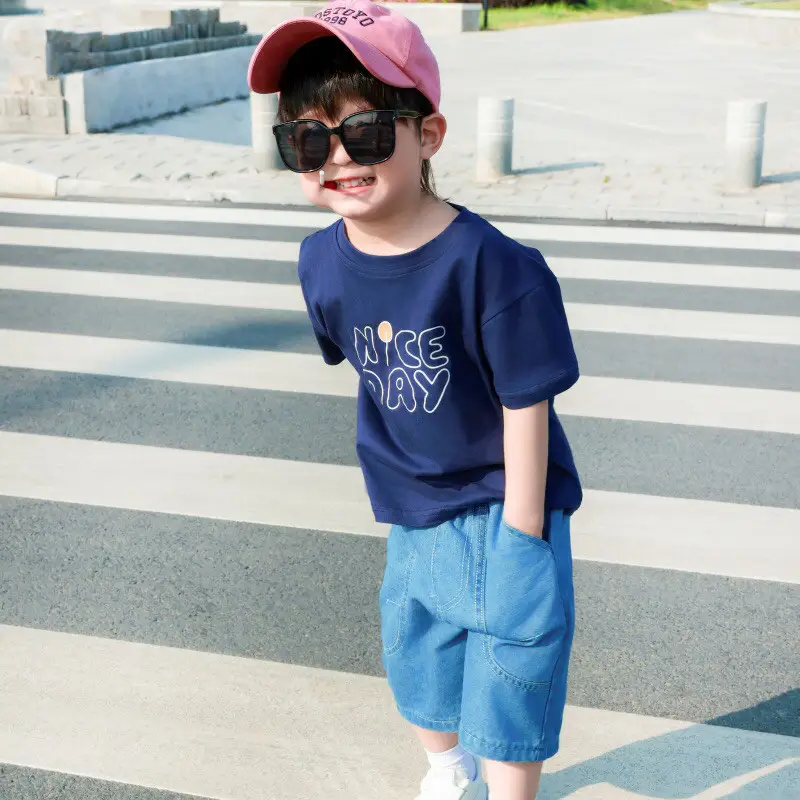 Navy Blue 2025 Kids Short Sleeve T-Shirt Baby — feature 3