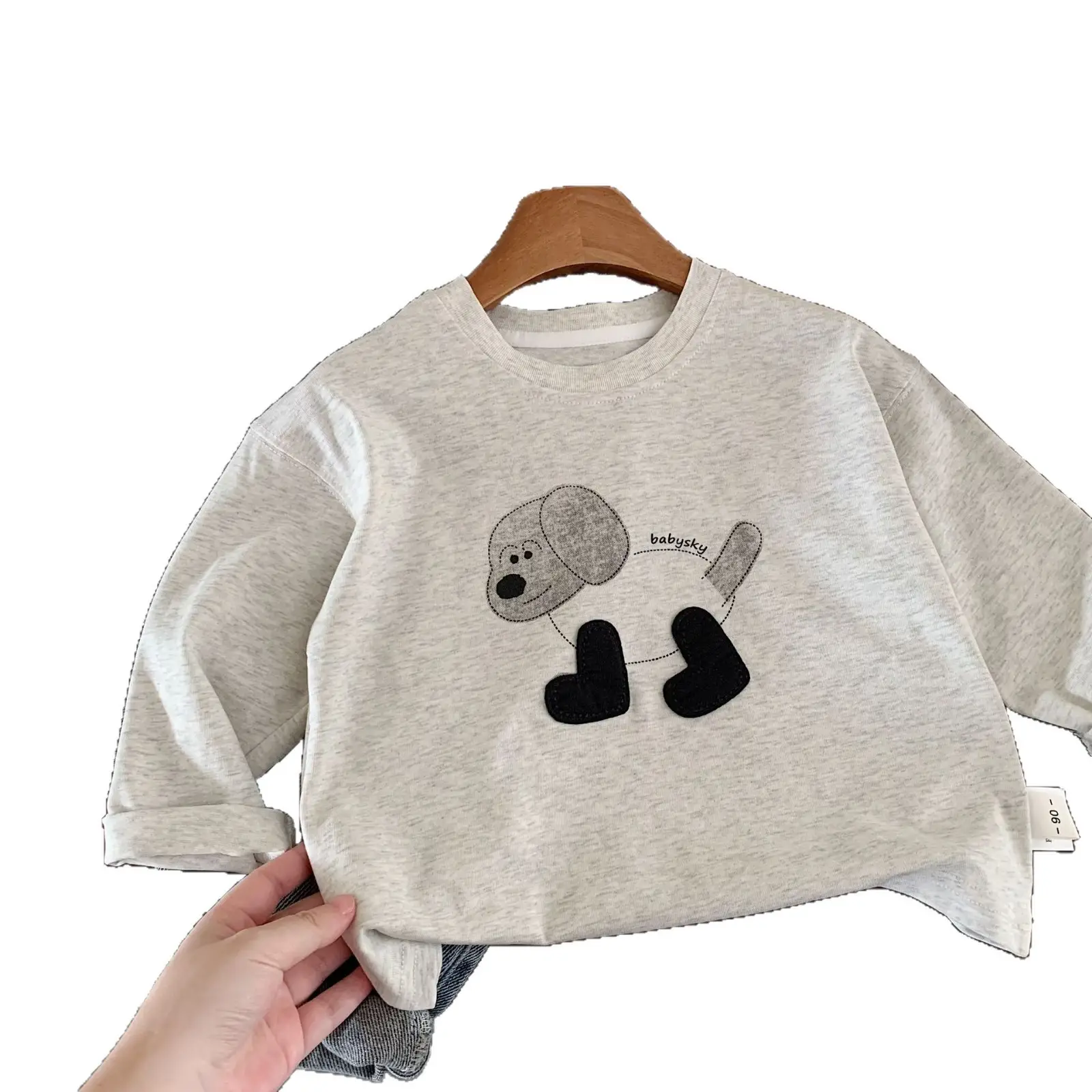 Bangcheng Boys T-Shirt Grey Cartoon Long Sleeve - Image 6