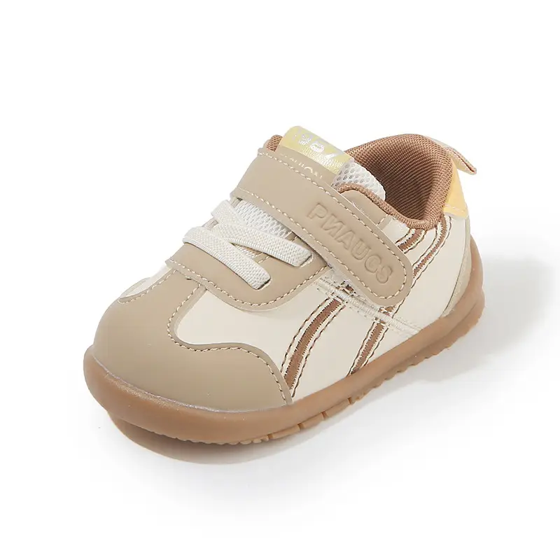 Baby Toddler Shoes Beige Velcro Strap Soft Sole