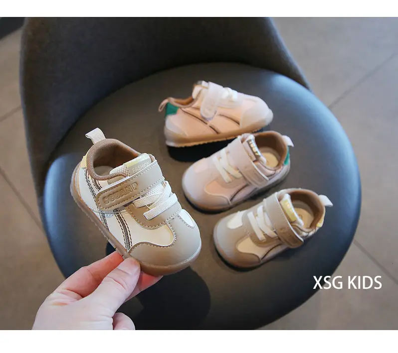Baby Toddler Shoes Beige Velcro Strap Soft Sole — feature 12