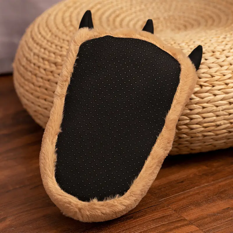 Cartoon Bear Paw Stuffed Cotton Shoes Big Feet Winter Indoor Slippers Cute Cat Claw Christmas Home Warm Heels - Image 6