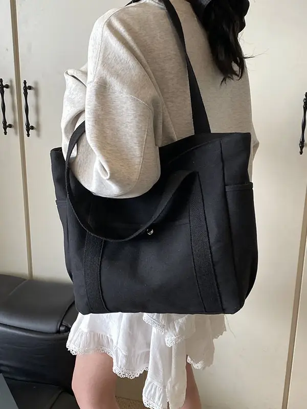 Minimalist Canvas Tote Bag Large Capacity Shoulder Bag - Image 2