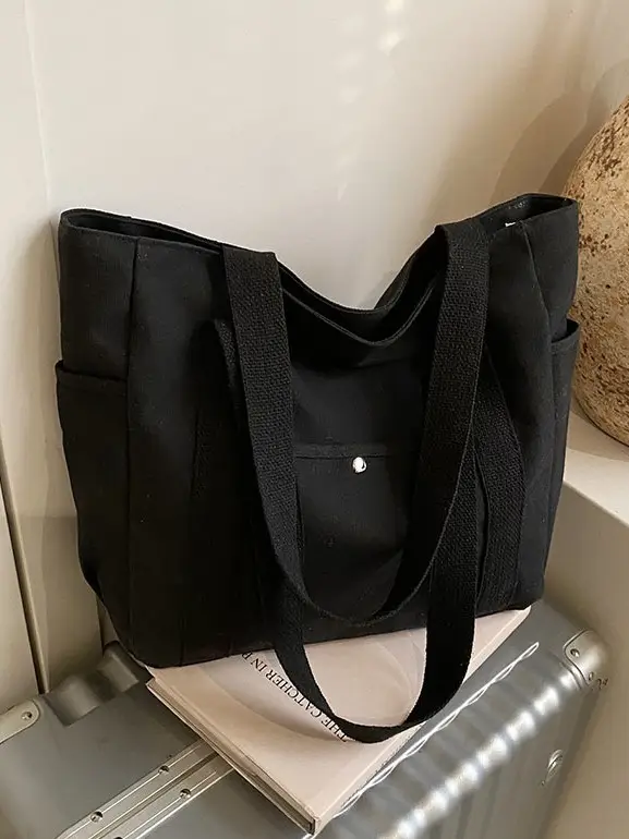 Minimalist Canvas Tote Bag Large Capacity Shoulder Bag - Image 4