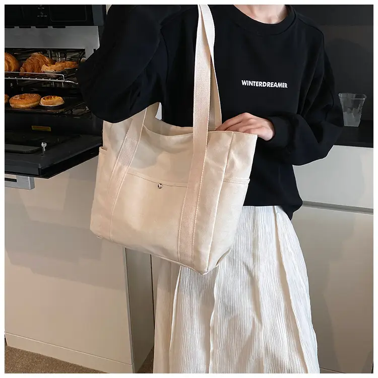 Minimalist Canvas Tote Bag Large Capacity Shoulder Bag — feature 10