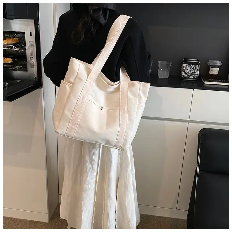 Minimalist Canvas Tote Bag Large Capacity Shoulder Bag — feature 13