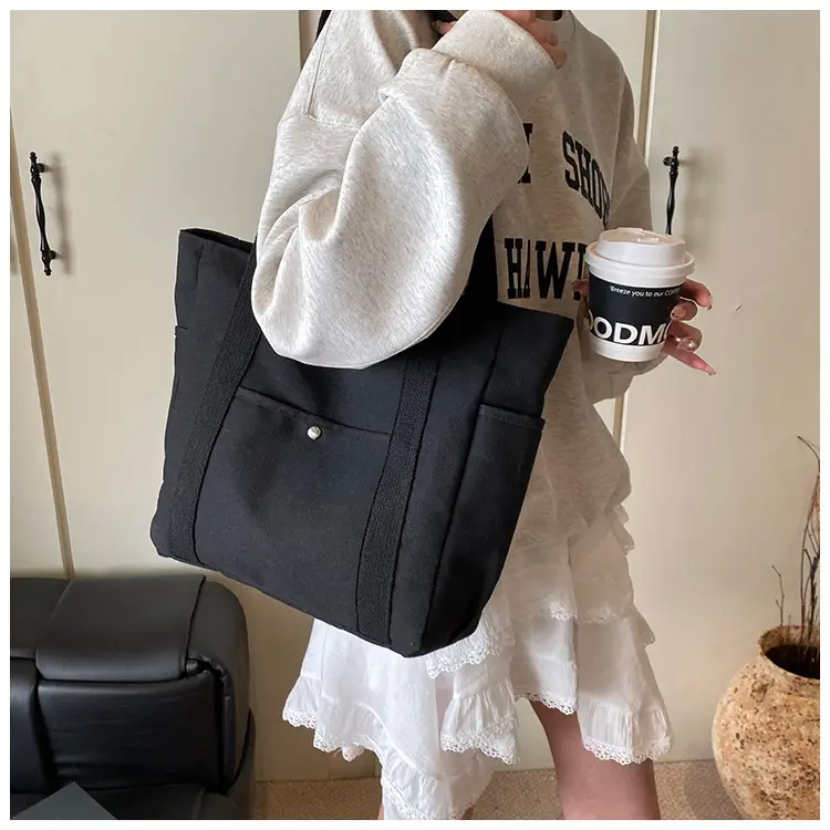 Minimalist Canvas Tote Bag Large Capacity Shoulder Bag — feature 6