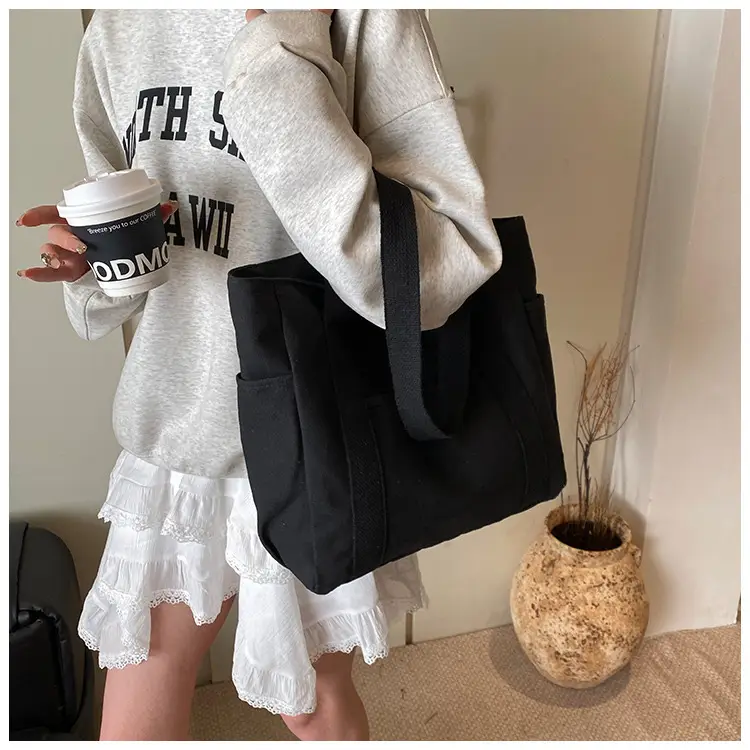 Minimalist Canvas Tote Bag Large Capacity Shoulder Bag — feature 7