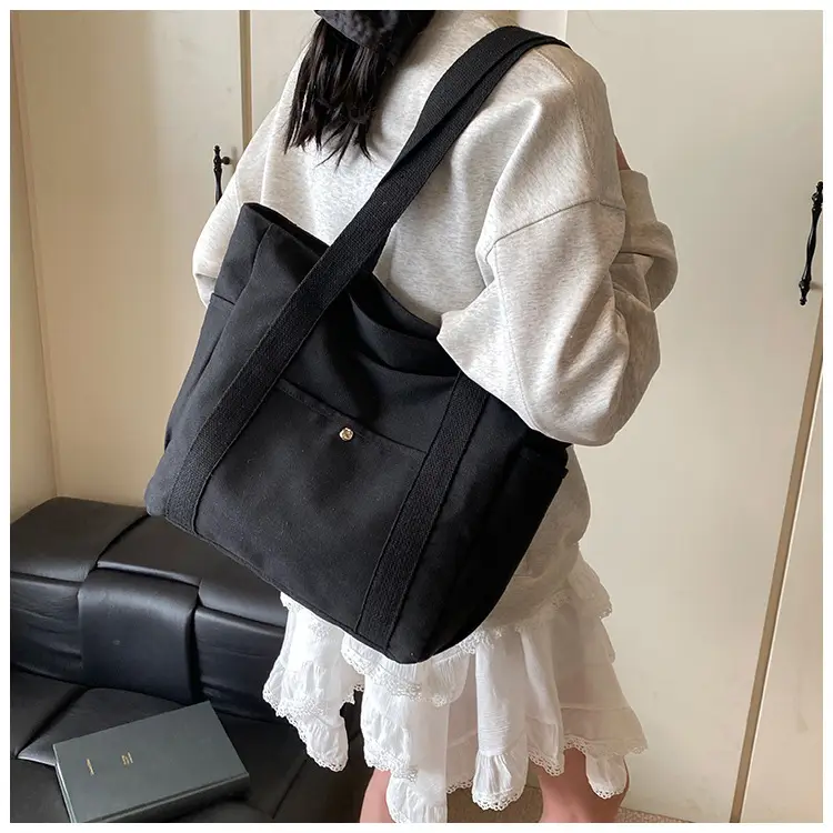 Minimalist Canvas Tote Bag Large Capacity Shoulder Bag — feature 8