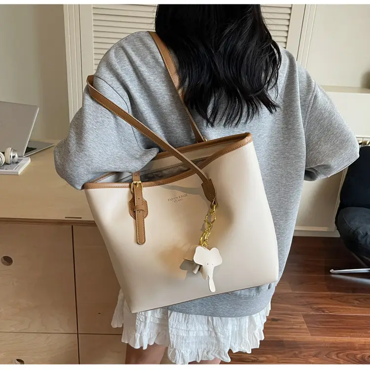 2025 Brown Leather Tote Bag Large Capacity Cross Border Summer — feature 12