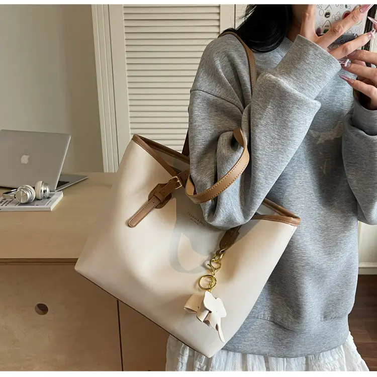 2025 Brown Leather Tote Bag Large Capacity Cross Border Summer — feature 14